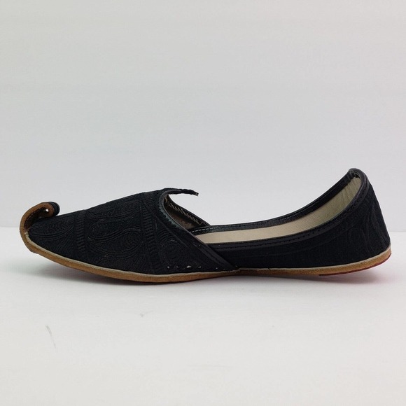 Step n Style Zari Khussa Mens Size 7 Black Leather Handmade Loafer Shoes main image 8